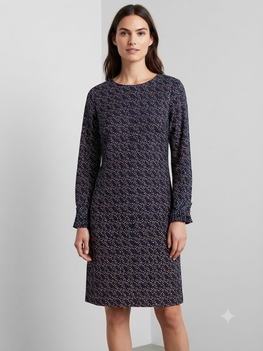 Banana Republic Navy Geometric Long Sleeve Shift Dress Size 10 Workwear Career